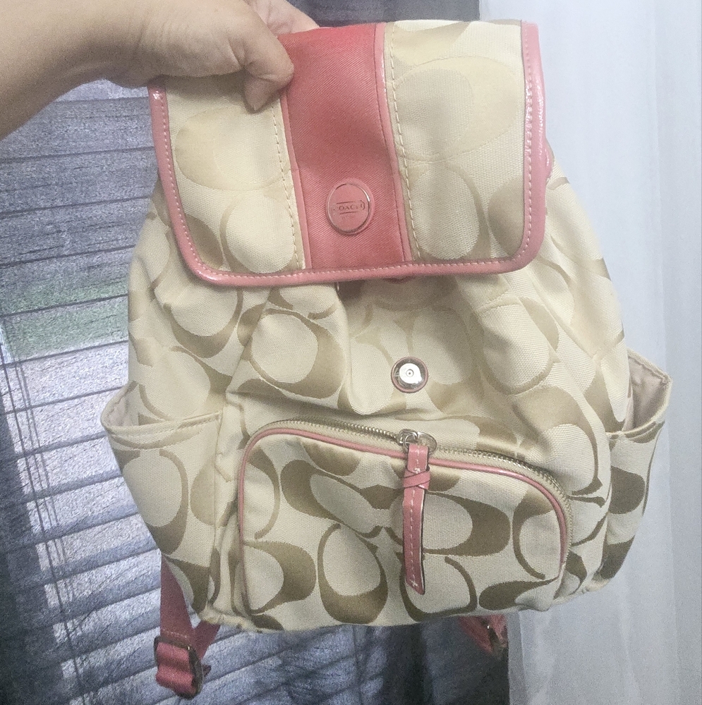 Coach Beige and Pink Women's Backpack